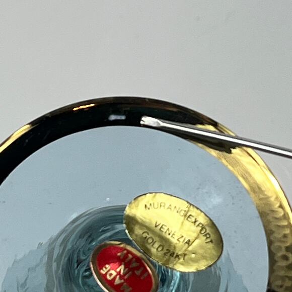 Venetian Murano Signed Bud Vase 24kt Gold 7" Hand Painted Mouthblown Fine Art - Picture 10 of 16